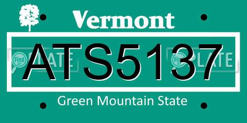 ATS5137 Vermont License Plate