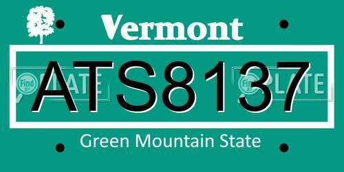 ATS8137 Vermont License Plate