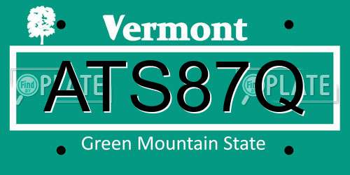 ATS87Q Vermont License Plate