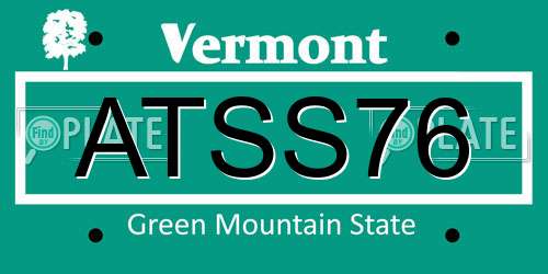 ATSS76 Vermont License Plate