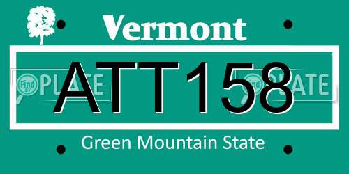 ATT158 Vermont License Plate