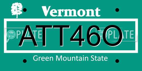 ATT46O Vermont License Plate