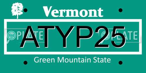 ATYP25 Vermont License Plate