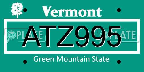 ATZ995 Vermont License Plate