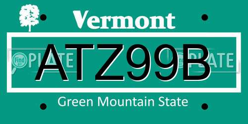 ATZ99B Vermont License Plate