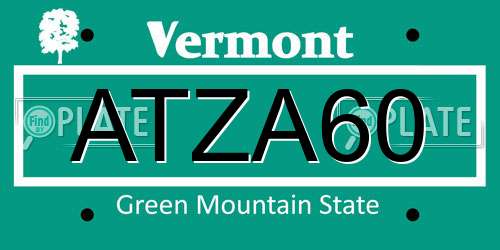 ATZA60 Vermont License Plate