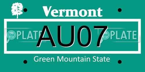 AU07 Vermont License Plate