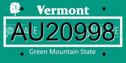 AU20998 Vermont License Plate