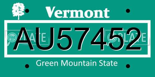 AU57452 Vermont License Plate