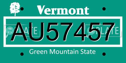 AU57457 Vermont License Plate