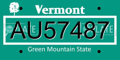 AU57487 Vermont License Plate
