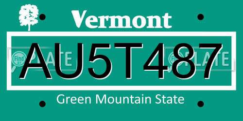 AU5T487 Vermont License Plate