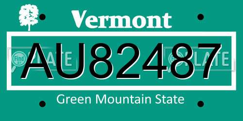 AU82487 Vermont License Plate