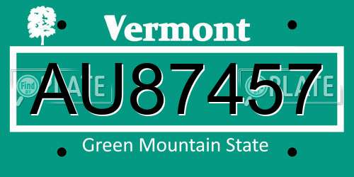 AU87457 Vermont License Plate