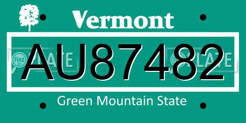 AU87482 Vermont License Plate