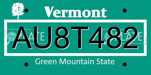 AU8T482 Vermont License Plate