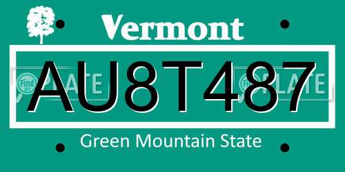 AU8T487 Vermont License Plate