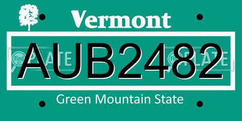 AUB2482 Vermont License Plate