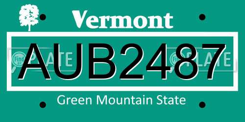 AUB2487 Vermont License Plate