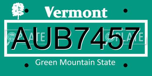 AUB7457 Vermont License Plate
