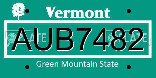 AUB7482 Vermont License Plate