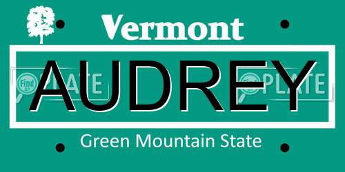 AUDREY Vermont License Plate