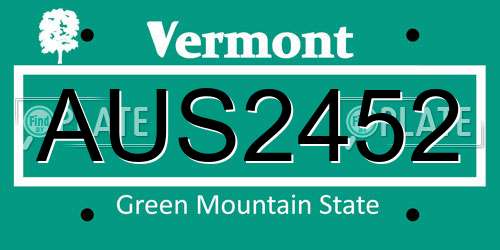 AUS2452 Vermont License Plate