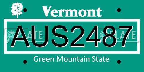 AUS2487 Vermont License Plate