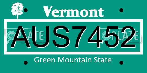 AUS7452 Vermont License Plate