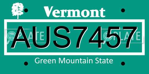 AUS7457 Vermont License Plate