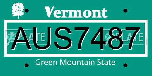 AUS7487 Vermont License Plate
