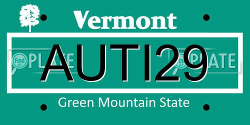 AUTI29 Vermont License Plate