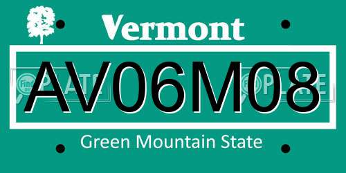 AV06M08 Vermont License Plate