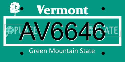 AV6646 Vermont License Plate