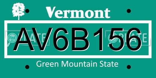 AV6B156 Vermont License Plate