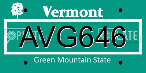 AVG646 Vermont License Plate