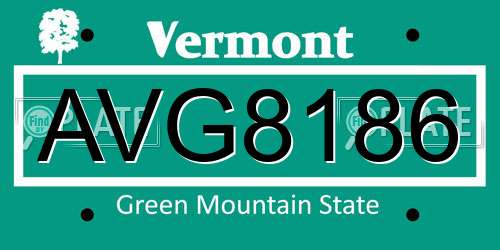 AVG8186 Vermont License Plate
