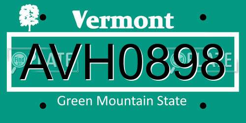 AVH0898 Vermont License Plate