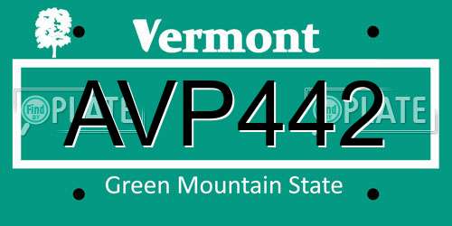 AVP442 Vermont License Plate
