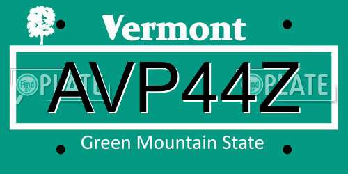 AVP44Z Vermont License Plate