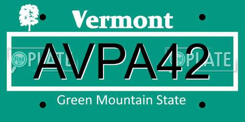 AVPA42 Vermont License Plate