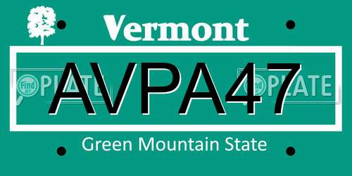 AVPA47 Vermont License Plate