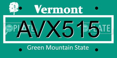 AVX515 Vermont License Plate