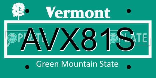 AVX81S Vermont License Plate
