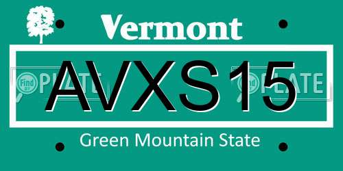 AVXS15 Vermont License Plate