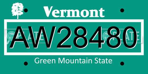 AW28480 Vermont License Plate