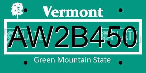 AW2B450 Vermont License Plate