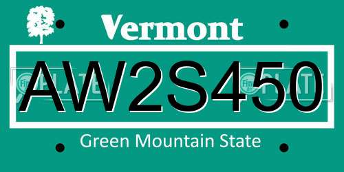 AW2S450 Vermont License Plate