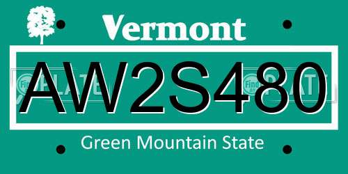 AW2S480 Vermont License Plate