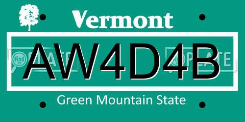 AW4D4B Vermont License Plate